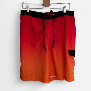 Speedo Red-Orange Gradient Swim Shorts